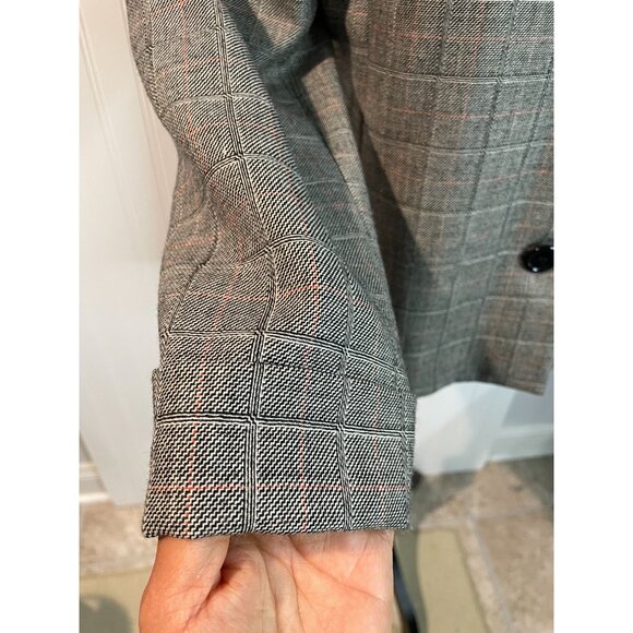 Harve Benard Womens Gray Plaid Wool Blazer Jacket Size 12 With Button Front - Picture 14 of 15